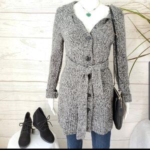Express chunky knit longline belted cardigan